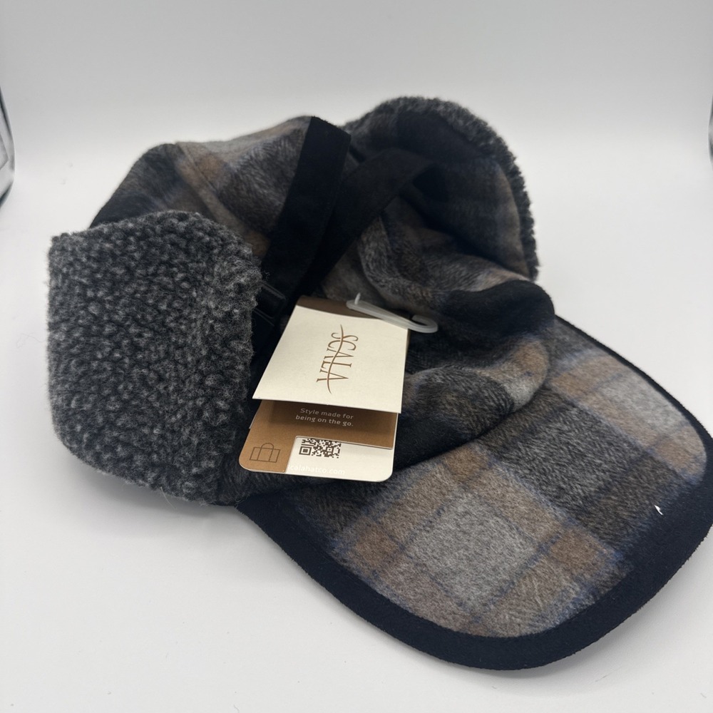 Scala Sport Plaid Trapper Hat Earflap Cap - Insulated Winter Hunting Hat Medium